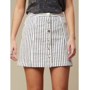 Altar’d State Button Front Striped Mini Skirt